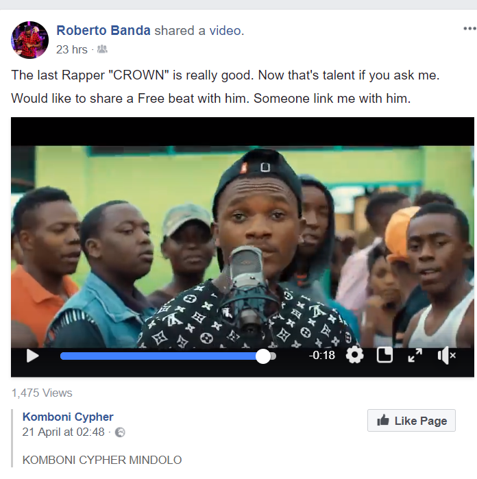 SuperStar Roberto Approves Umusepela Crown In the Trending #KomboniCypherMindolo