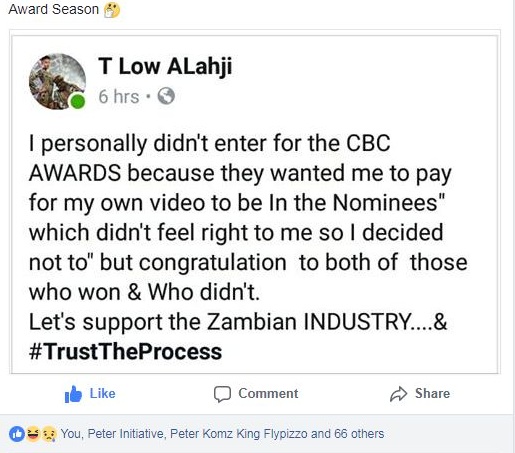 T Low, Tiye P & Sanga Tembo React Over The CBC Television Awards | SEE REACTIONS (⊙⊙)